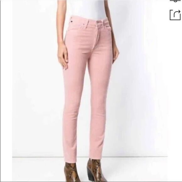 Citizens Of Humanity High Rise Corduroy Slim Ankle Jeans in Pink Mist Sz 25 - Picture 2 of 15